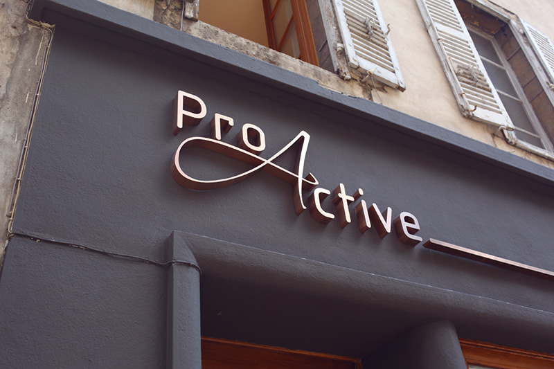 Enseigne titanium cuivre pro active immobilier